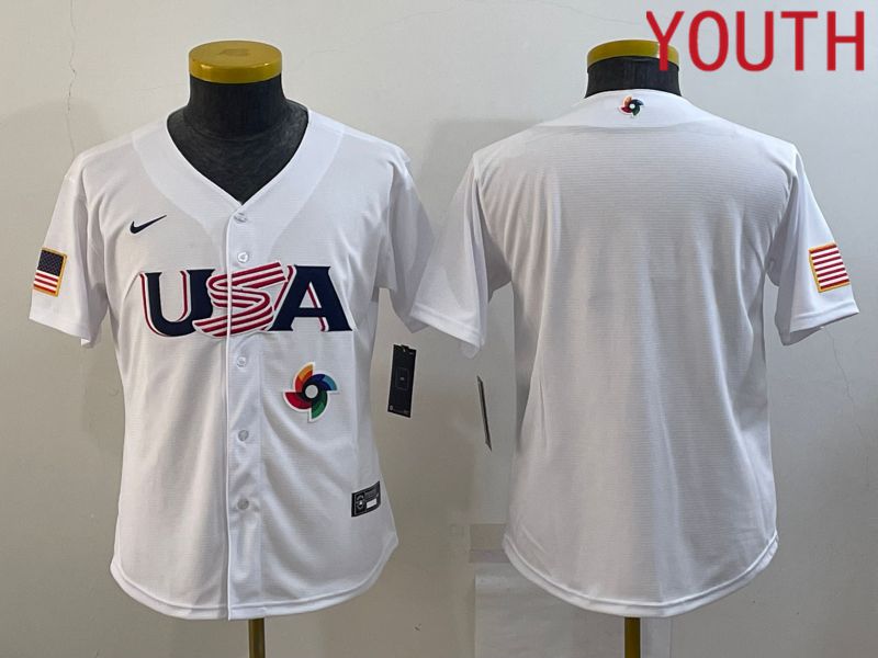 Youth 2023 World Cub USA Blank White MLB Jersey5->youth mlb jersey->Youth Jersey